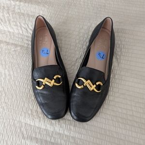 Naturalizer Black Loafers with Gold Accent